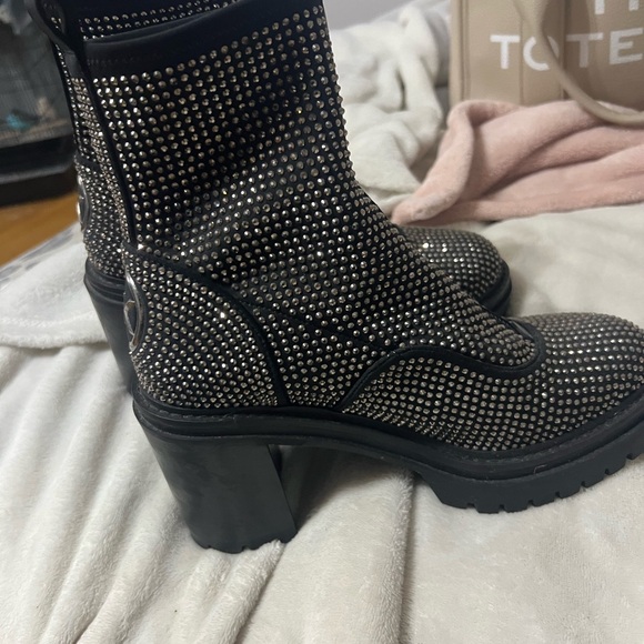 MICHEAL KORS Black and Silver Heeled Boots with Studded...